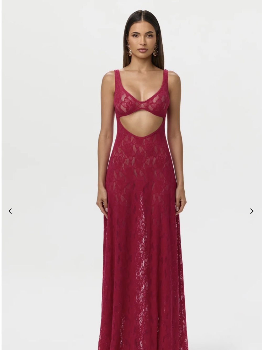 Naked Wardrobe Stretch Lace Cut Out Maxi Dress Pink